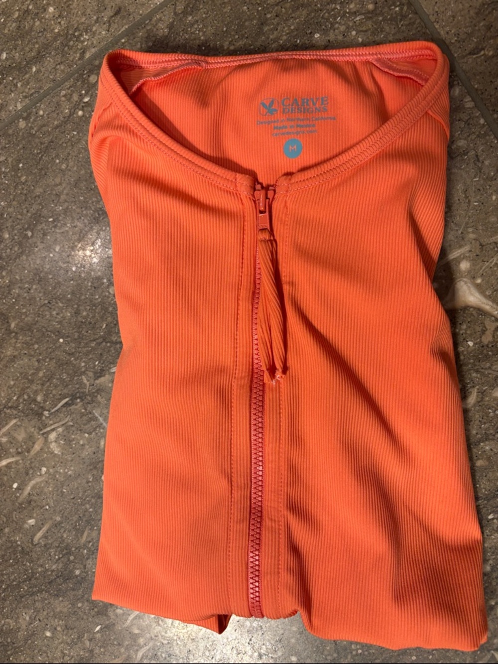Carve Designs Orange Zip-Front Swim top, M - Picture 8 of 8